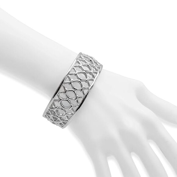 NWOT ARIVA LIVING IN FINE JEWELRY High Polish Sterling Silver Hinged Cuff - Picture 2 of 16